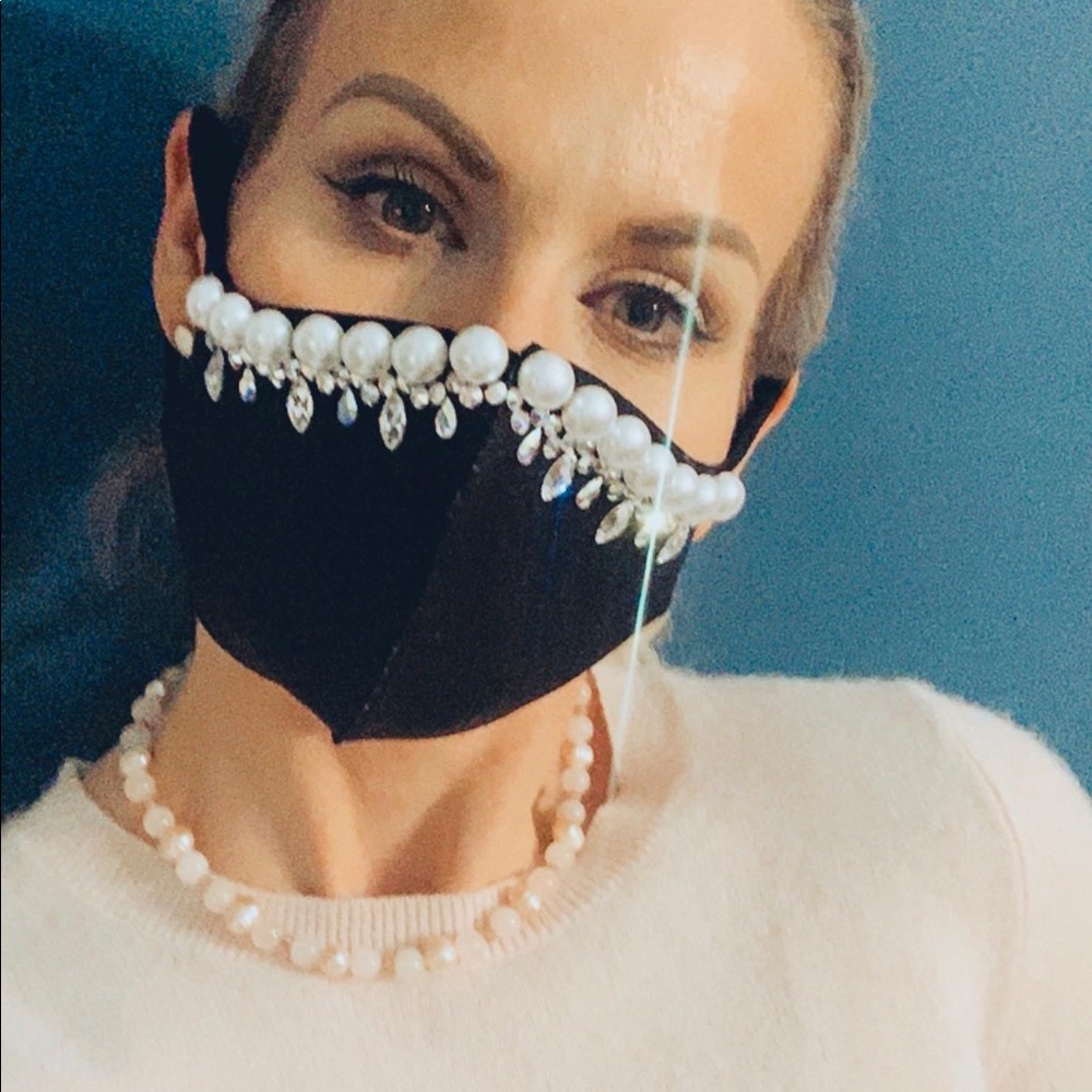 Custom Bling Crystal and Pearl Mask